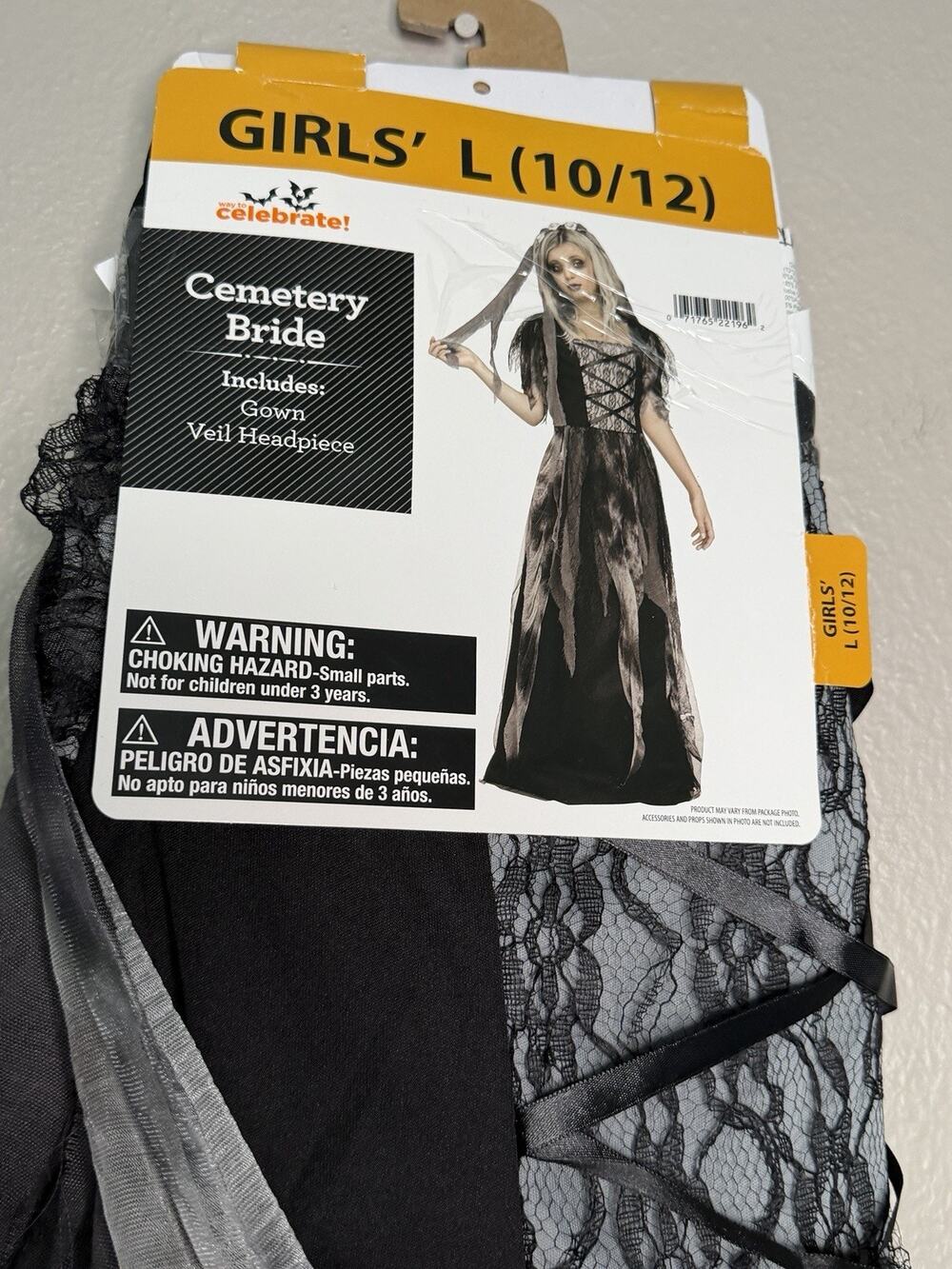 Halloween Costume Girl Cemetery Bride Large 10-12 New